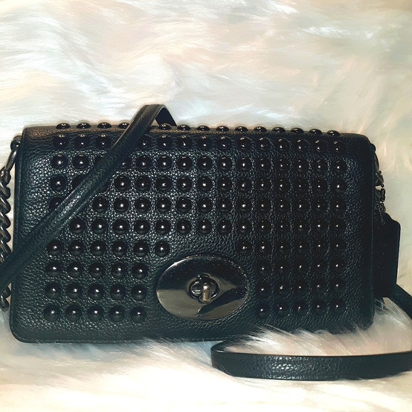 EUC Limited Edition COACH Stud Leather Foldover CB